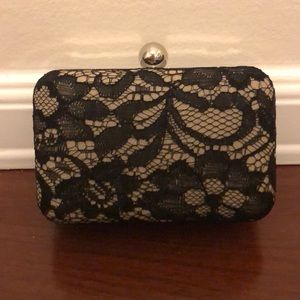 Black lace evening clutch